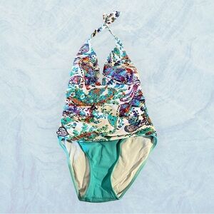 Womens Bathing Suit - Ralph Lauren Halter  one piece. Vivid colors paisley